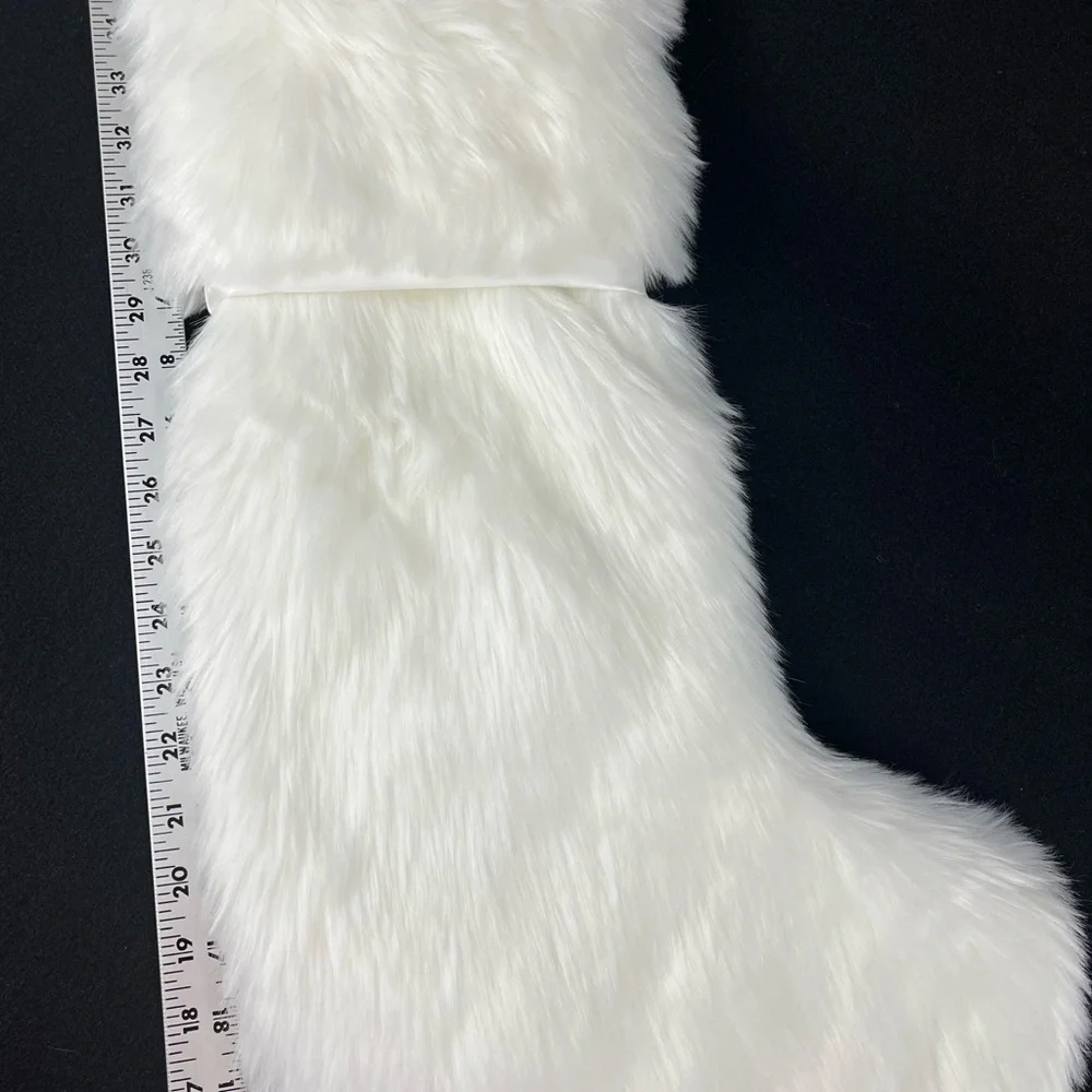 Nicole Miller Home Faux Fur Stocking White Ivory RN 75343